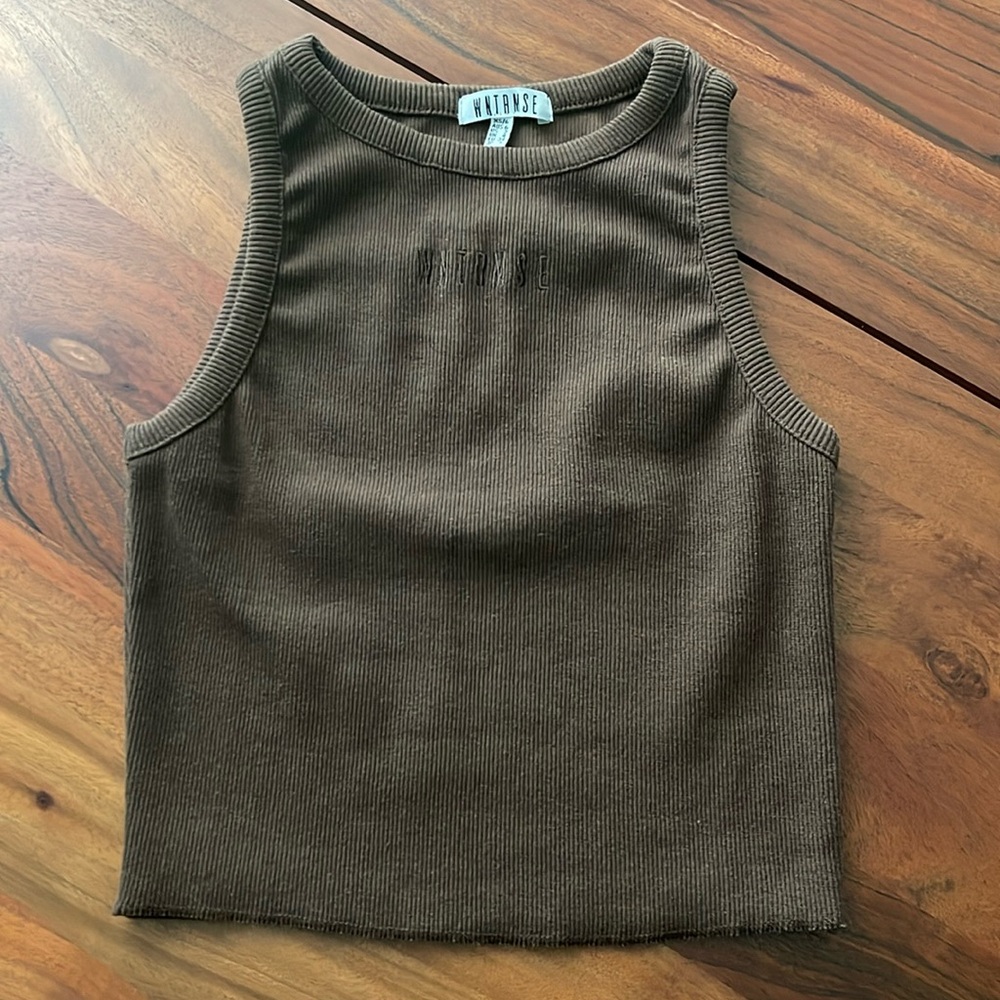 WNTRMUSE (Winter Muse) LNGE Tank. Size XS. 100% Cotton. Chocolate.